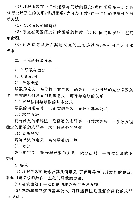 2015年成考专升本高等数学(一)考试大纲