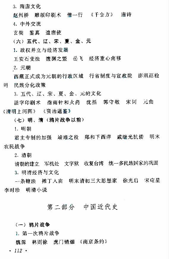 2015年成人高考高起点历史地理考试大纲